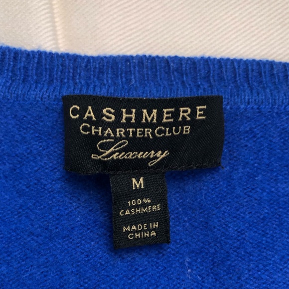 CHARTER CLUB Luxury Cashmere Royal Blue Sweater – Women’s M - Picture 6 of 7